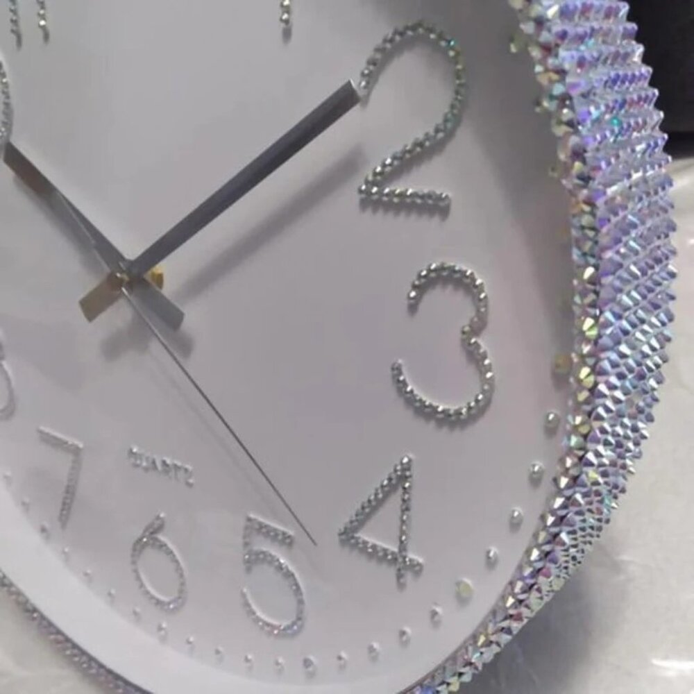 Crystal Glass Rhinestones Glam Wall Decor ,Sparkly Decor, Wall Clock